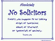 “No Solicitors” 8 ½” X 11” Laminated Sign