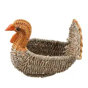 Catzon Household Straw Basket Turkey Shaped Fruit Storage Container