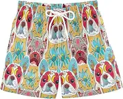 [RPLIFE] Swimming Shorts for Boys, Anti-Chafe Swim Trunks Boys 2 T, Colorful Artistic French Bulldog