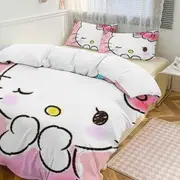 v855 Hello Kitty 3-Piece Twin Bed Set - Includes 1 Single Comforter And 2 Pillowcases Bedding - Fade Resistant Microfiber - Hello Kitty io855