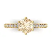 1.71Ct Round Cut Natural Morganite Solid Gold Engagement Promise Statement Ring