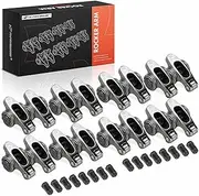 A-Premium 16Pcs Stainless Steel Shaft Mount Rocker Arms Kit with Needle Bearings, Self-aligning Compatible with Chevy SBC 350, 1.5 Ratio, 3/8" Studs