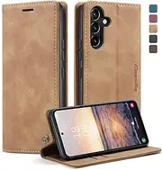 [owlhold] Mobile Phone Case for Samsung Galaxy A54 5G Case, Premium Leather Case, Soft Vintage Nubuck Leather, Foldable Stand, Flip Case, Card Slot, Stand Function, Shockproof Protective Case for