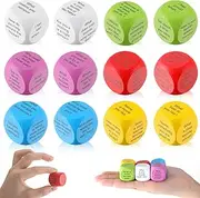 Jenaai 12 Pcs Conversation Ice Breaking Cubes Social Emotional Learning Activities Social Emotional Toys Wood Conversation Cube for Kids Classroom School Teacher Party Game, 6 Colors (Conversation)