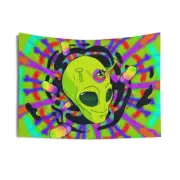 Pill Poppin Alien Tapestry - Trippy Tapestry - Stoner - Hippie - Free Shipping
