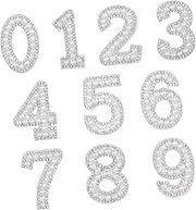 Operitacx Set of Pearl Number Iron-on Patches Rhinestones Numbers Stickers for DIY Clothing Dec