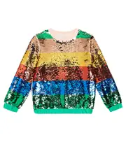 [Stella McCartney Kids] Stella McCartney Kids Striped sequined sweatshirt Y 4 metallic