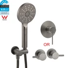 KYLINS Gun Metal 3 Mode Hand Held Shower Head Rose Swivel Holder + 1.5m PVC Hose