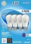 (16 Bulbs) GE 67616 LED Light Bulb A19 60W 5000K 800 Lumens Dimmable Daylight