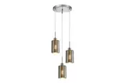 ESPEJO Pendant Lamp Light Interior ES x 3 72W Chrome Glass Oblong Round Base