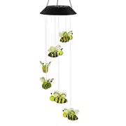 Led Solar Bee Wind Chimes Mobile Hanging Wind Chimes for Home Garden Decoration