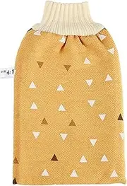 リキシマウケ Scrubbing Towel Practical Deep Clean Bathroom Portable Bathing Scrub Mitt with Inside Liner Yellow