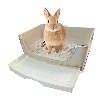 Large Rabbit Litter Box Trainer Potty Corner Toilet with Drawer Bigger Pet Pa...