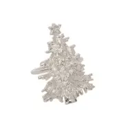 C&F Home Silver Christmas Tree Napkin Ring Set of 4 Zinc Alloy Glamour Christmas