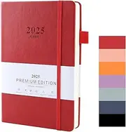2025 Academic Diary Page A Day Week to View, Daily Planner A5 Diary Day per Page For Business, Writing And Note-Taking(Red)