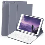 Keyboard Case for iPad 9th/8th/7th Generation 10.2 Inch Purple Gray