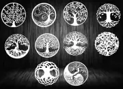 DXF-CDR of PLASMA LASER & ROUTER Cut -CNC BEST 10 PANEL TREE OF LIFE B