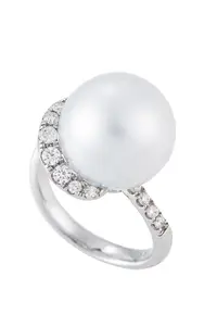 在飛比找ZALORA購物網優惠-LITZ 18K White Gold Pearl Ring