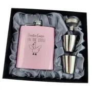 Auntie Goose on the Loose Flask, Cool Aunt Gifts, Birthday Gift for Auntie Pink