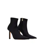 Good American Neoprene Pointed Toe Bootie Stiletto Boot Zipper Black 8.5