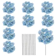 10 Sets Artificial Hydrangea Flower Heads with Stems for Bouquet,Blue