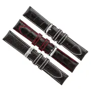 Wrist Watch Band Pilot Brands Leather 22 - White Or Red Seam Pin Buckle