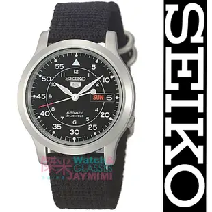 日本精工SEIKO 全新原廠正品 復刻軍用帆布錶帶精工五號機械錶 SNK809K2