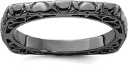 [JewelryWeb] 2.25mm 925 Sterling Silver Ruthenium plating Stackable Polished Black Plate Square Ring Size 5-Stackable-Ring for Women