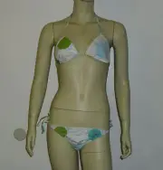 Orla Kiely Geometric Blue White Apple Print Bikini M Top Sz 3 Bottom Set New