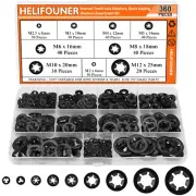 360-Piece Assortment of 9 Sizes Internal Tooth Star Lock Washers and Fasteners