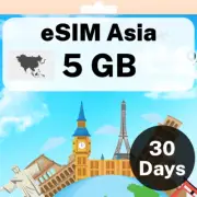 eSIM Asia - 5 GB - 30 Days - Travel eSIM | QR code activation