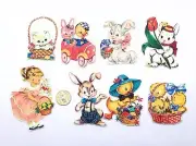 Easter-Sticker-Label-Mixed-Retro-50's-Ephemera-Junk Journal Supplies-Set of 8