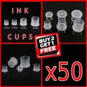 50 Flat Base Ink Cups Tattoo Microblading Pigment Plastic pots Make up cap