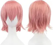 IMISSU 12Inches Unisex Short Cosplay Hair Party BOB Wig with Bangs Halloween Costume Wigs (Pink)