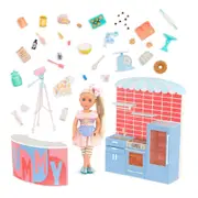 GLITTER GIRLS 14Inch Doll "Chrissy" with 50plus Food Accessories Baking Vlog Set
