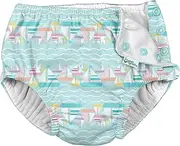green sprouts i play. by baby-girls Snap Reusable Swim Diaper, Light Aqua Sailboats, 0-6 Month