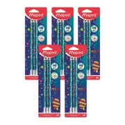 30pc Maped Pixel Party 3mm HB Eraser Tip Triangular Hold Graphite Pencil
