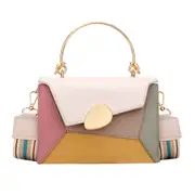 Contrast Color Pu Leather Crossbody Bags Chain With Metal Handle Shoulder Women's Bags & Handbags