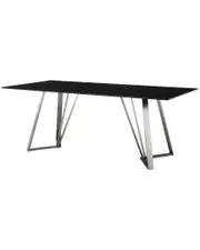 Armen Living Cressida Glass And Stainless Steel Rectangular Dining Room Table