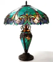 24.5" Stained Glass Lighted Base Table Lamp