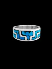 Large Tetris Ring, 925 Sterling Silver ring, Turquoise, size 12.5