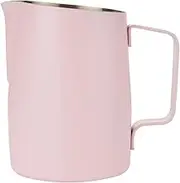 Dianoo Milk Frothing Pitcher With Handle, 600ml Stainless Steel Steaming Pitcher, Espresso Milk Frother Cup For Coffee Cappuccino Latte Art, Pink