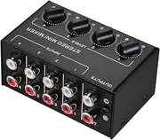 Daseeme Mini Stereo o Mer with 4-Channel RCA Inputs Separate Controls Full Metal Shell