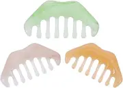 Healifty Resin Massage Comb 3Pcs - Guasha Scalp Comb, Handheld Gua Sha Scraping Massage Tool for Head Caring, Relax (Green & Yellow & Apricot)