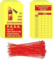 YHNTGB 160 Sets Fire Extinguisher Tags with Adjustable Wire Ties Monthly Fire Extinguisher Inspection Record Tags for Indoor Outdoor Fire Extinguishers 4.2 x 2.1 Inch