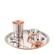 Steel Copper (Costeel) Traditional Hammered Finish Dinner Set/Thali Se