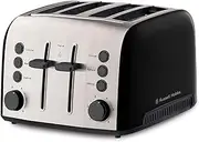 Russell Hobbs Brooklyn Toaster 4 Slice, RHT94BLK, Extra Wide Toasting Slots, High-Lift, Independent Browning Controls, Removable Crumb Trays, Black