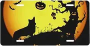 Halloween Corgi License Plate Frame for Car Universal, Pumpkin Tree Owl Aluminum Car Front License Plate Cover