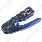 Blue RJ45 Pass Through PRO HD Crimping Tool Crimper Cat 5 5e 6 7 Connector LAN