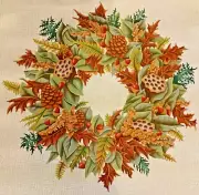 1993 Hand-Painted MELISSA SHIRLEY Needlepoint Canvas FALL WREATH 18 Mesh #277!!